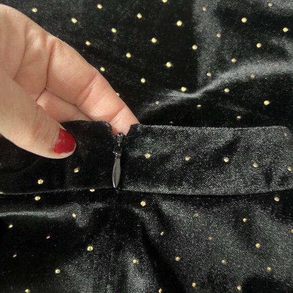 NWT Nanette Lepore Black Velvet Blouse Gold Polka Dots Mockneck Shirt XL NEW - Picture 6 of 16